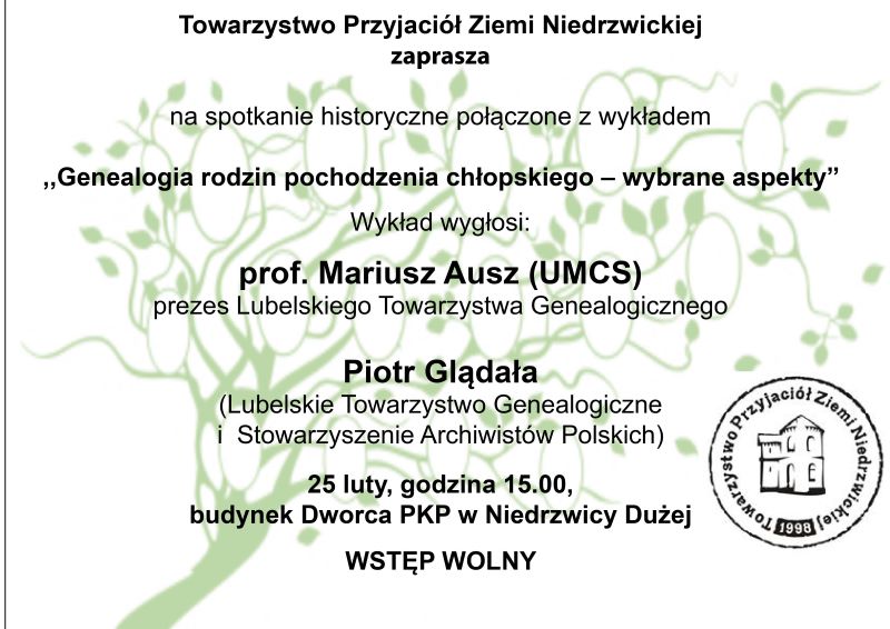 ZAPROSZENIE NA SPOTKANIE Z GENEALOGIEM